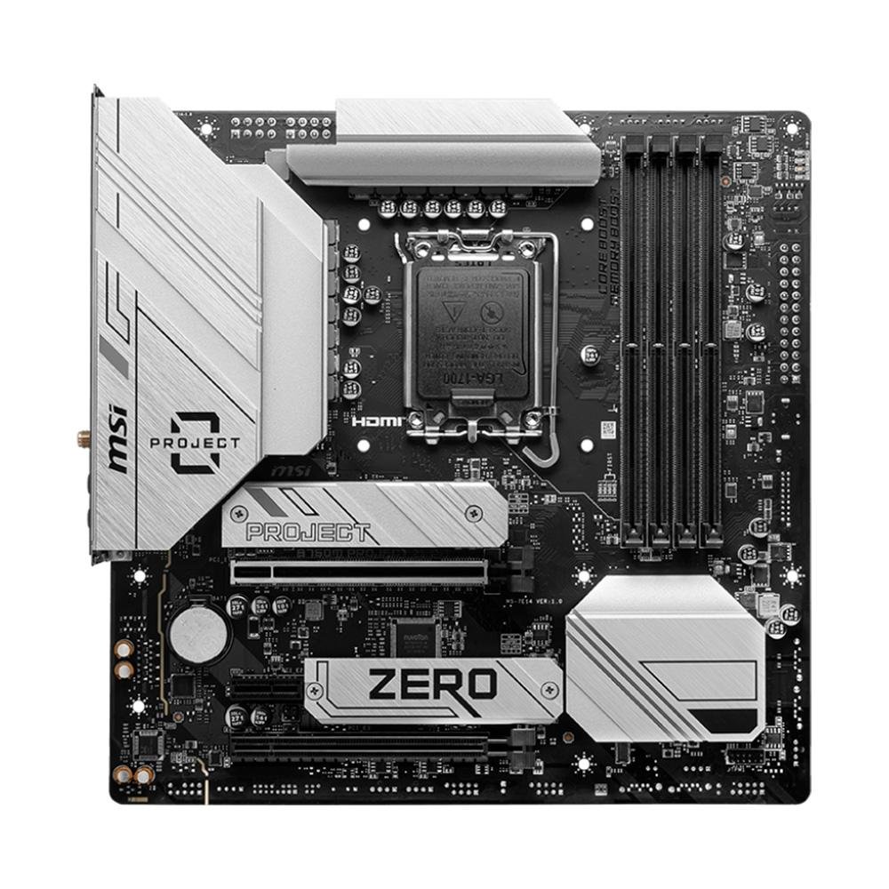 Imagem 2 de 5 do produto Placa-Mãe MSI B760M Project Zero, Intel LGA 1700, M-ATX, DDR5, Wi-Fi, Preto - B760M PROJECT ZERO