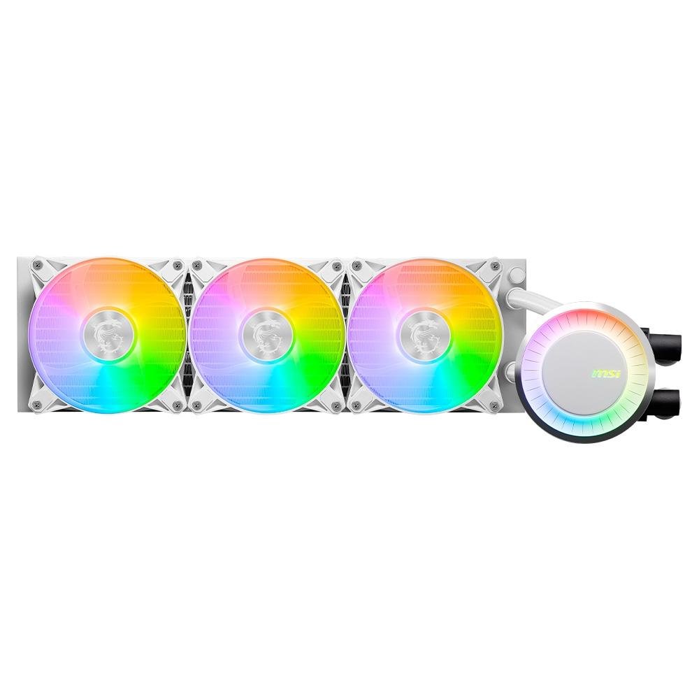 Water Cooler MSI Mag Coreliquid E360, ARGB, 360mm, AMD/Intel, Branco - MAG CORELIQUID E360 WHITE Water Cooler MSI Mag Coreliquid E360, ARGB, 360mm, AMD/Intel, Branco - MAG CORELIQUID E360 WHITE