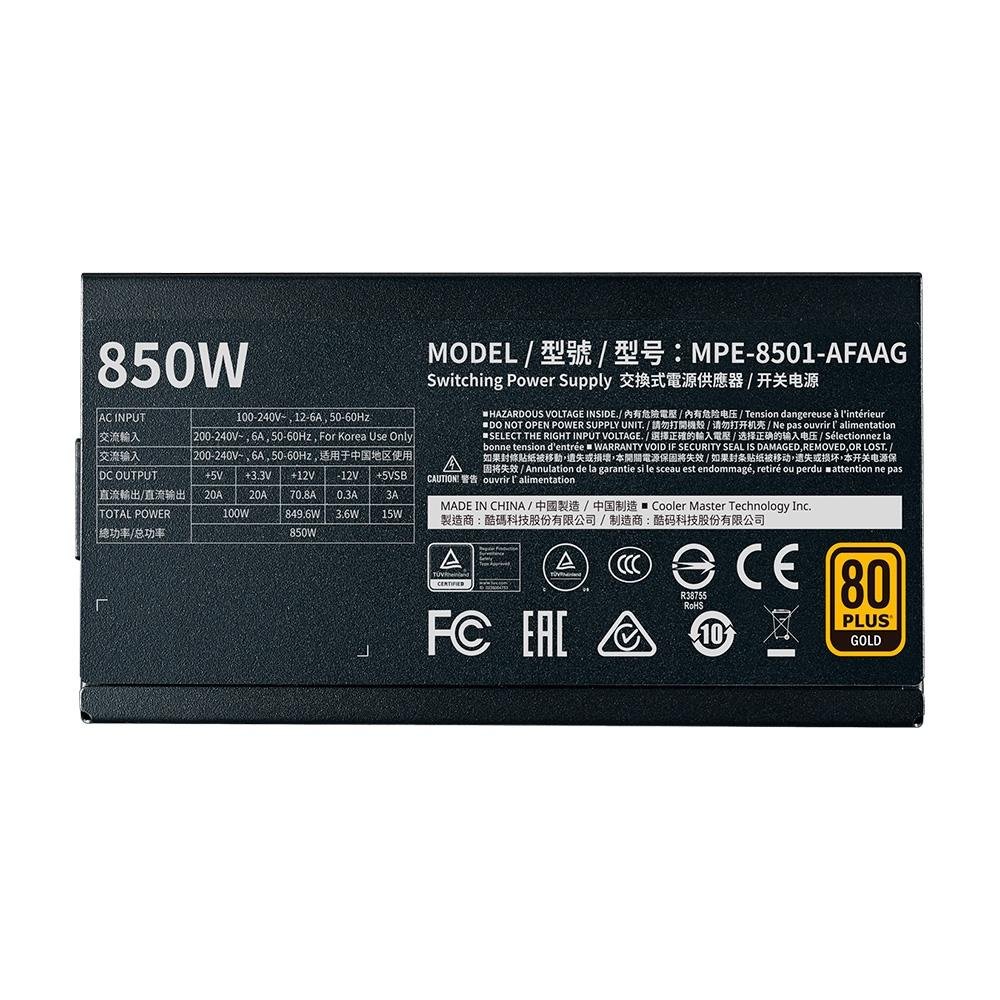 Fonte Cooler Master 850W, 80 Plus Gold, Modular, PFC Ativo, Bivolt, Sem Cabo, Branco - MPE-8501-AFAAG-GWO Fonte Cooler Master 850W, 80 Plus Gold, Modular, PFC Ativo, Bivolt, Sem Cabo, Branco - MPE-8501-AFAAG-GWO