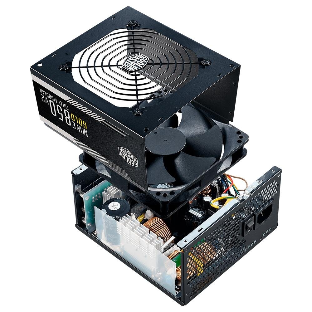 Fonte Cooler Master 850W, 80 Plus Gold, Modular, PFC Ativo, Bivolt, Sem Cabo, Branco - MPE-8501-AFAAG-GWO Fonte Cooler Master 850W, 80 Plus Gold, Modular, PFC Ativo, Bivolt, Sem Cabo, Branco - MPE-8501-AFAAG-GWO