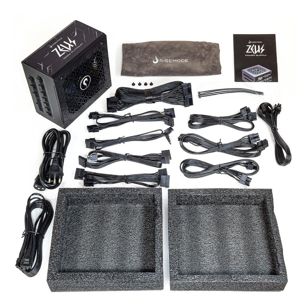 Imagem 5 de 5 do produto Fonte Gamer Rise Mode Zeus, 1000W, 80 Plus Platinum, Modular, PFC Ativo, Preto - RM-PSU-01-PA-1000