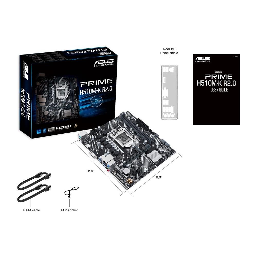 Placa-Mãe ASUS PRIME H510M-K R2.0, INTEL, H470, mATX, DDR4, Preto - 90MB1E80-C1BAY0 Placa-Mãe ASUS PRIME H510M-K R2.0, INTEL, H470, mATX, DDR4, Preto - 90MB1E80-C1BAY0