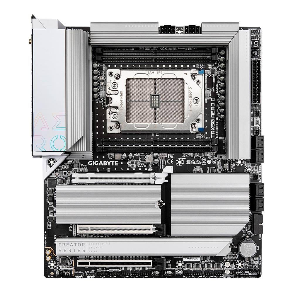 Imagem 2 de 4 do produto Placa-Mãe Gigabyte TRX50 AERO D, AMD, E-ATX, DDR5, Wi-Fi, Branco - TRX50 AERO D