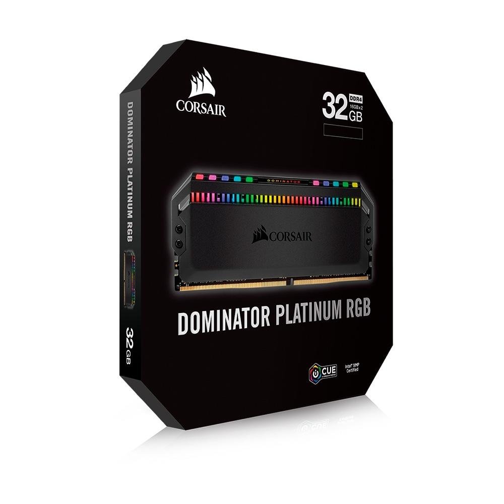 Memória RAM Corsair Dominator Platinum RGB, 64GB (2x32GB), 3600MHz, DDR4, CL18, Preto - CMT64GX4M2C3600C18 Memória RAM Corsair Dominator Platinum RGB, 64GB (2x32GB), 3600MHz, DDR4, CL18, Preto - CMT64GX4M2C3600C18