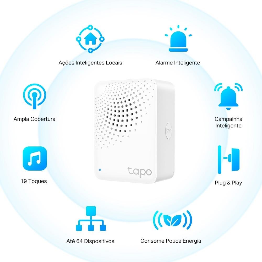 Hub de Automação Smart TP-Link, Wi-Fi, Alexa, Bivolt, Branco - Tapo H100(EU) Hub de Automação Smart TP-Link, Wi-Fi, Alexa, Bivolt, Branco - Tapo H100(EU)