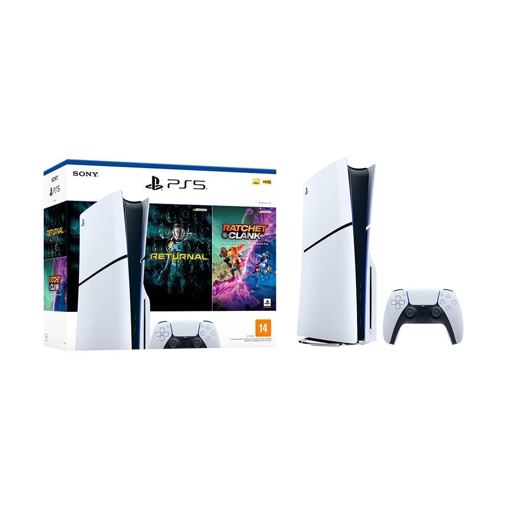 Console Playstation 5 Slim Com Leitor + Jogos Returnal + Ratchet & Clank