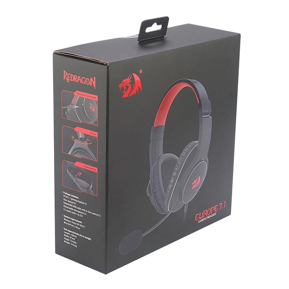 Imagem 7 de 8 do produto Headset Gamer Redragon Europe, 7.1, Driver 50mm, USB, Compatível com PC, Preto - H720 USB