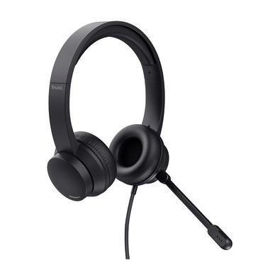 Headset Trust Ayda, Microfone Rebatível, Design Leve, Para PC, Conexão 3.5mm, Preto - 25087