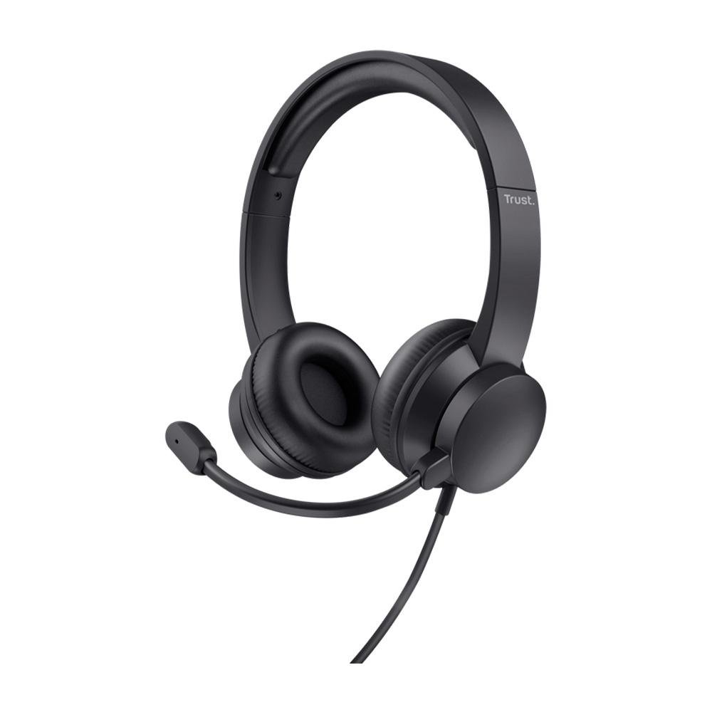 Headset Trust Ayda, Microfone Rebatível, Design Leve, Para PC, Conexão USB, Preto - 25088