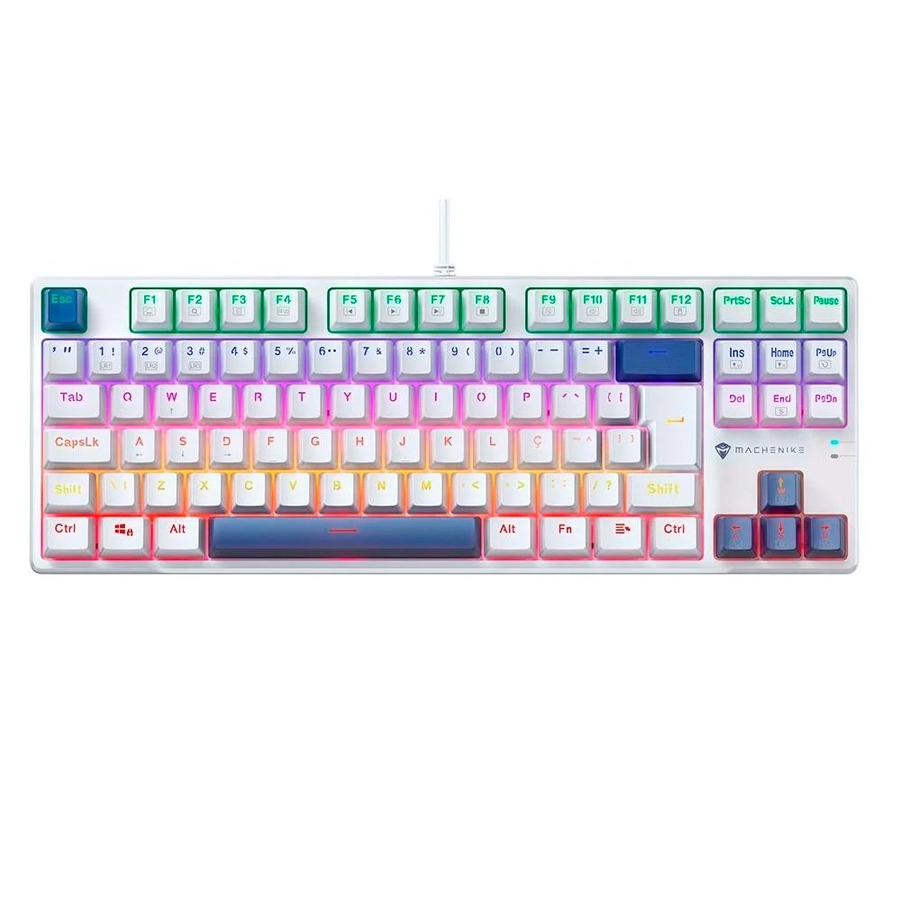 Teclado Mecânico Gamer Machenike K500B-B87 RGB, Switch RED, Layout 80%, Usb-C, ( Balão.info), Branco E Azul - REF JJ02GZ009 - foto 2