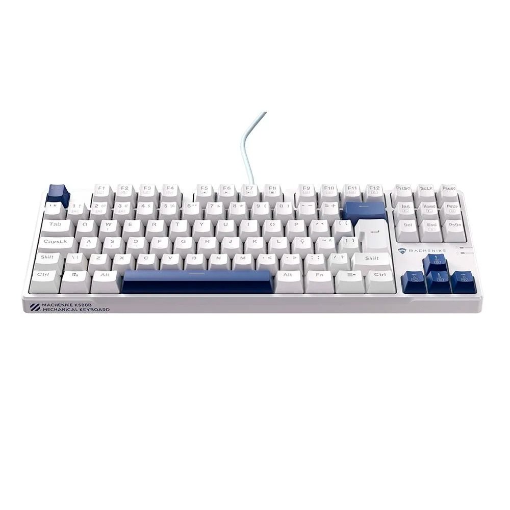 Teclado Mecânico Gamer Machenike K500B-B87 RGB, Switch RED, Layout 80%, Usb-C, ( Balão.info), Branco E Azul - REF JJ02GZ009 - foto 5
