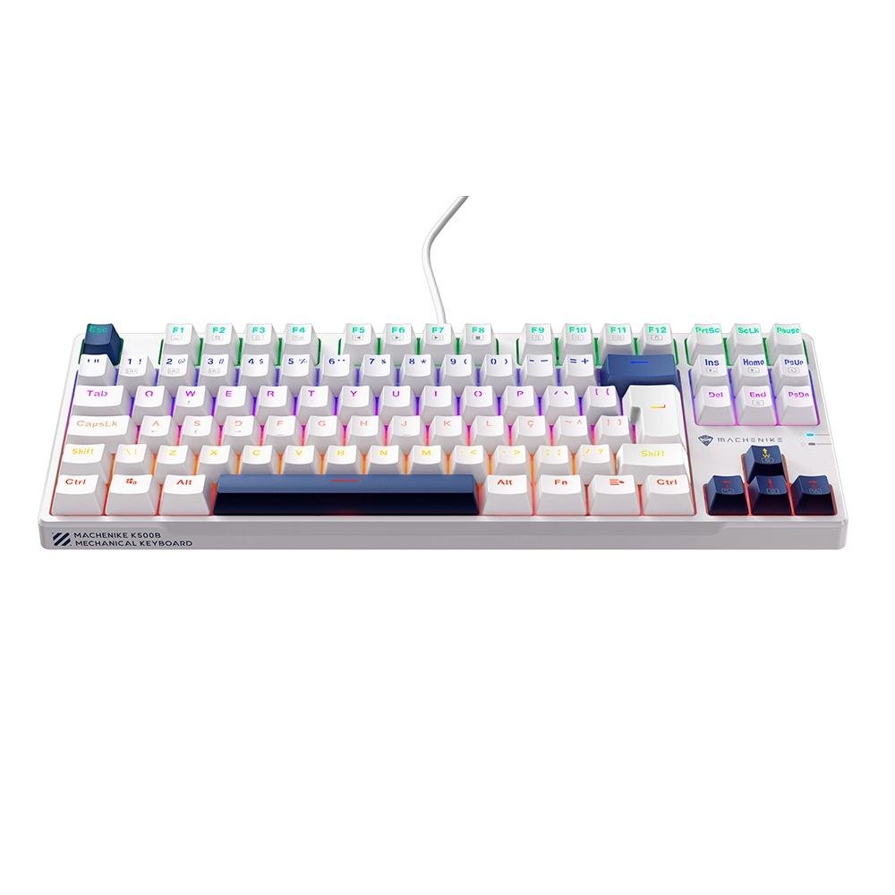 Teclado Mecânico Gamer Machenike K500B-B87, Switch Brown, Abnt, Azul - REF JJ02G200A Teclado Mecânico Gamer Machenike K500B-B87, Switch Brown, Abnt, Azul - REF JJ02G200A