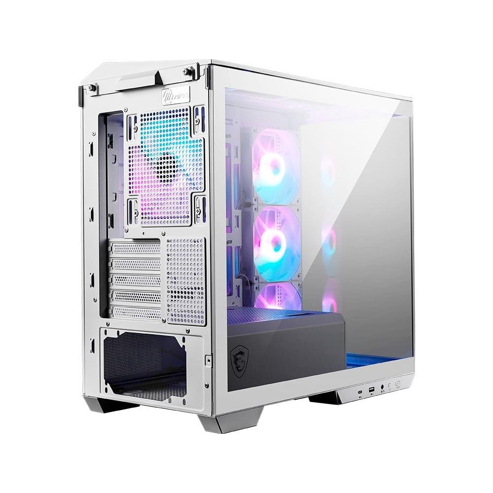 Imagem 3 de 11 do produto Gabinete Gamer MSI MAG Pano M100R PZ White, Mini Tower, Lateral em Vidro, 4x FANs ARGB, M-ATX, Branco - 306-7G24W21-809