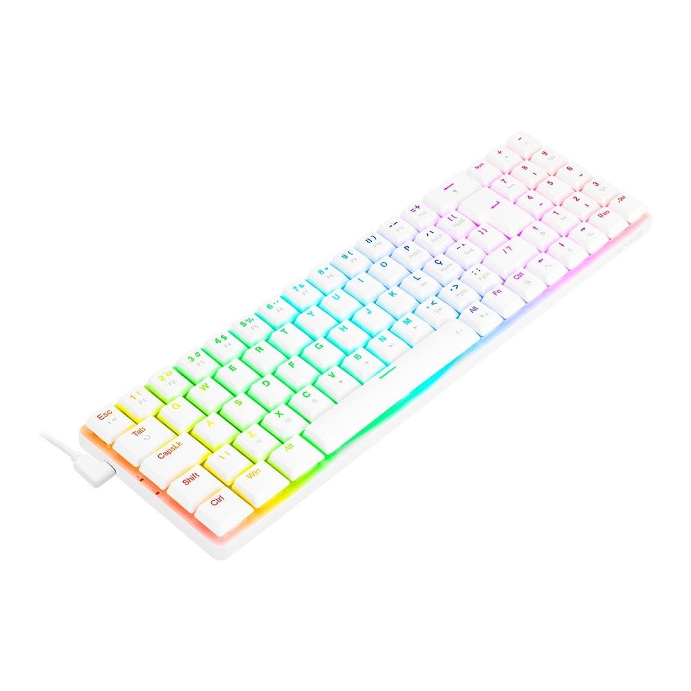 Imagem 4 de 5 do produto Teclado Mecânico Gamer Redragon Ashe, RGB, Switch Brown, Branco - K626-KB-W (BROWN)