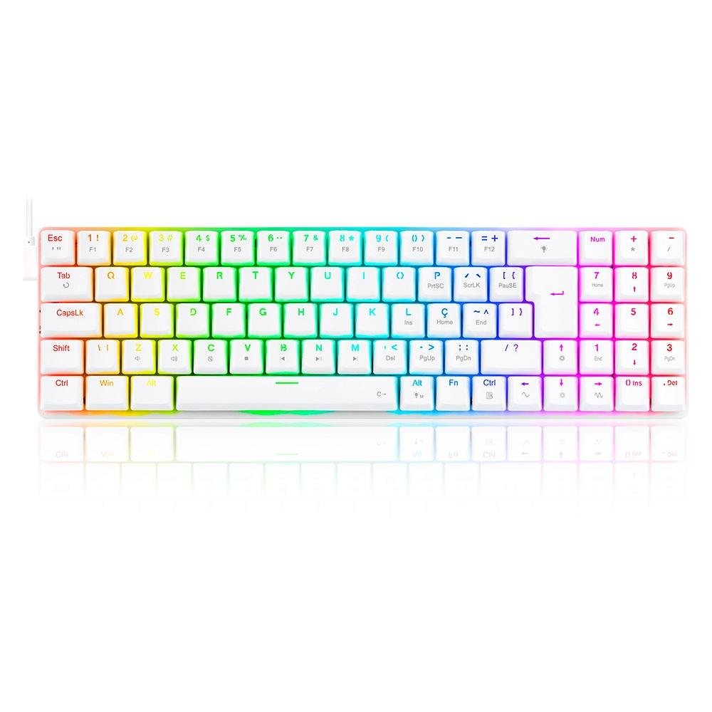 Teclado Mecânico Gamer Redragon Ashe, RGB, Switch Red Branco - K626-KB-W (PT-RED) Teclado Mecânico Gamer Redragon Ashe, RGB, Switch Red Branco - K626-KB-W (PT-RED)