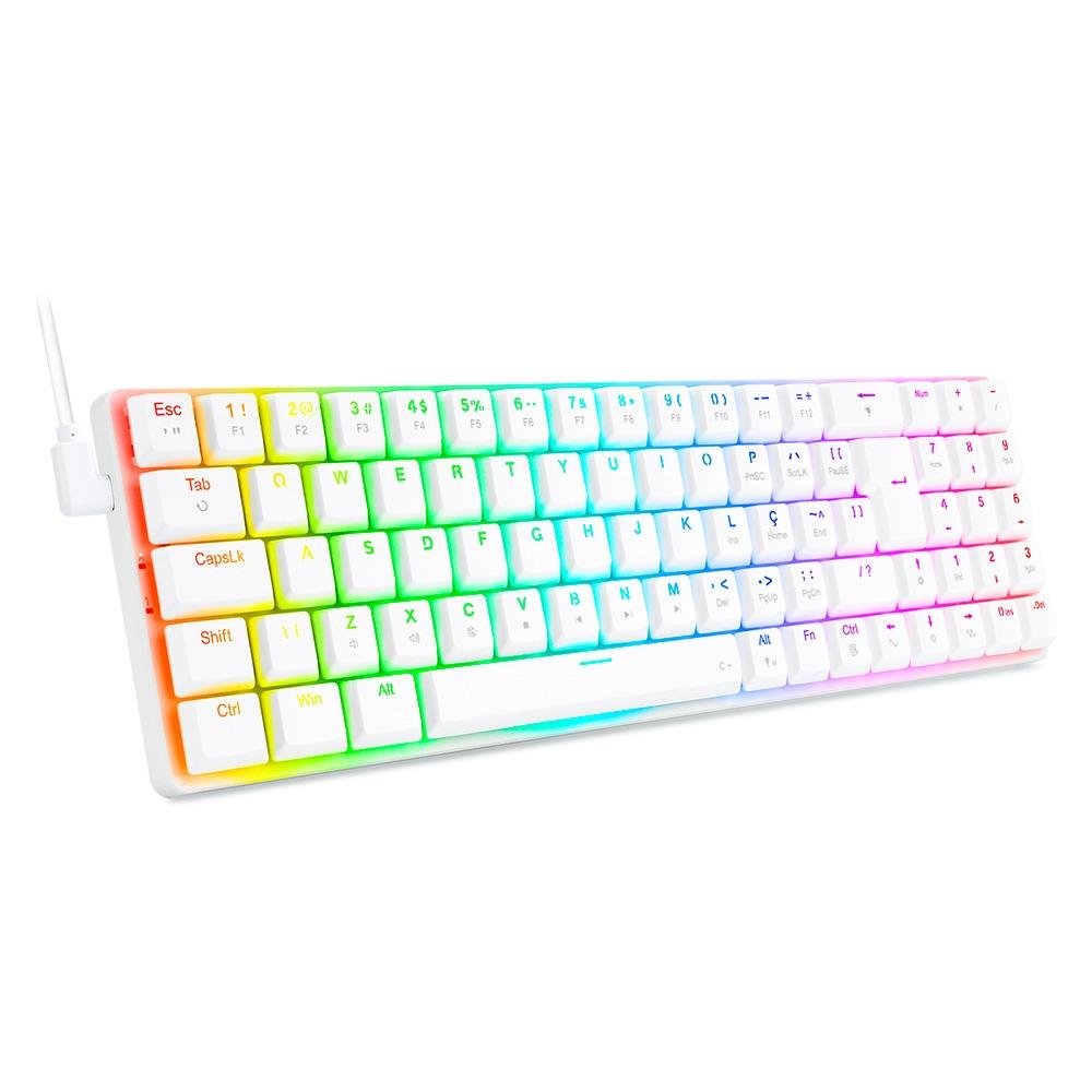 Teclado Mecânico Gamer Redragon Ashe, RGB, Switch Red Branco - K626-KB-W (PT-RED) Teclado Mecânico Gamer Redragon Ashe, RGB, Switch Red Branco - K626-KB-W (PT-RED)