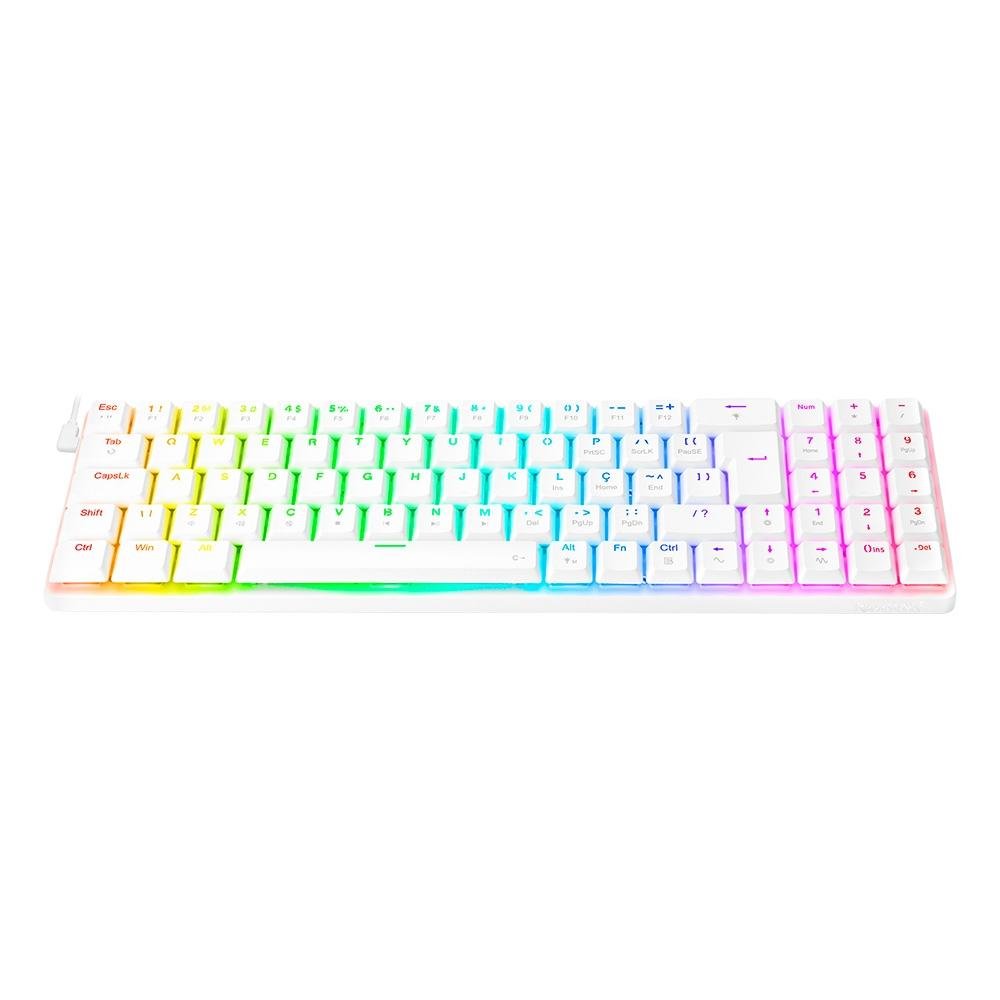 Teclado Mecânico Gamer Redragon Ashe, RGB, Switch Red Branco - K626-KB-W (PT-RED) Teclado Mecânico Gamer Redragon Ashe, RGB, Switch Red Branco - K626-KB-W (PT-RED)