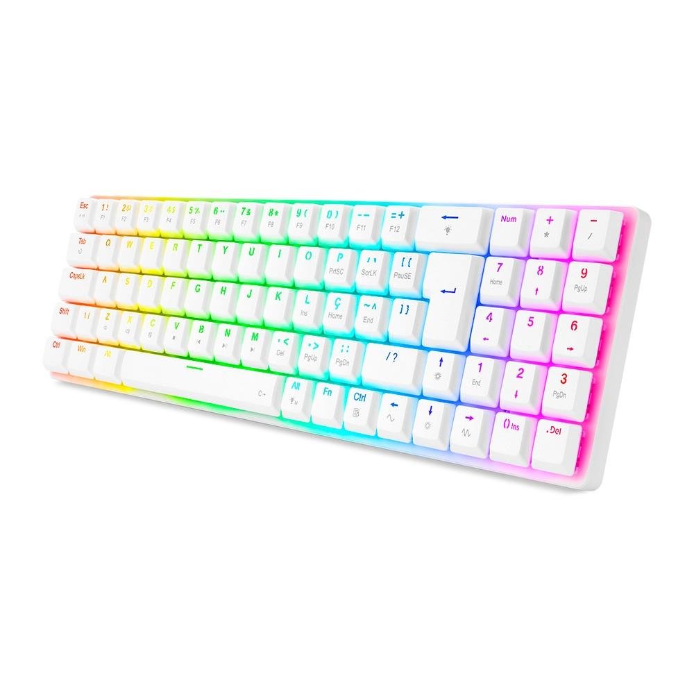 Teclado Mecânico Gamer Redragon Ashe, RGB, Switch Red Branco - K626-KB-W (PT-RED) Teclado Mecânico Gamer Redragon Ashe, RGB, Switch Red Branco - K626-KB-W (PT-RED)