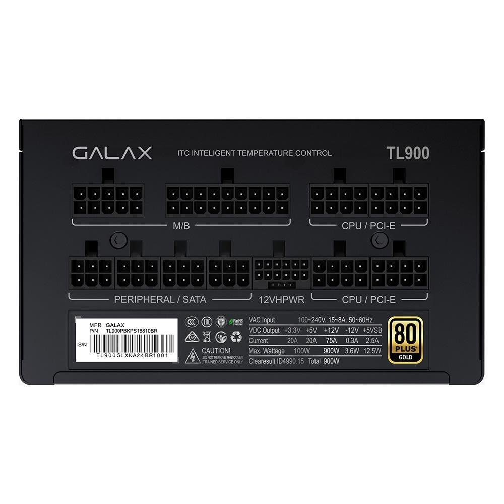 Imagem 4 de 6 do produto Fonte Galax TecLab Edition, TL 900W, Gold, ATX 3.1 - TL900PBKPS18810BR