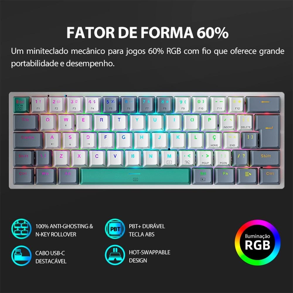 K&Ｍさま Teclado Mecânico Gamer Machenike K500-B61 | KaBuM!