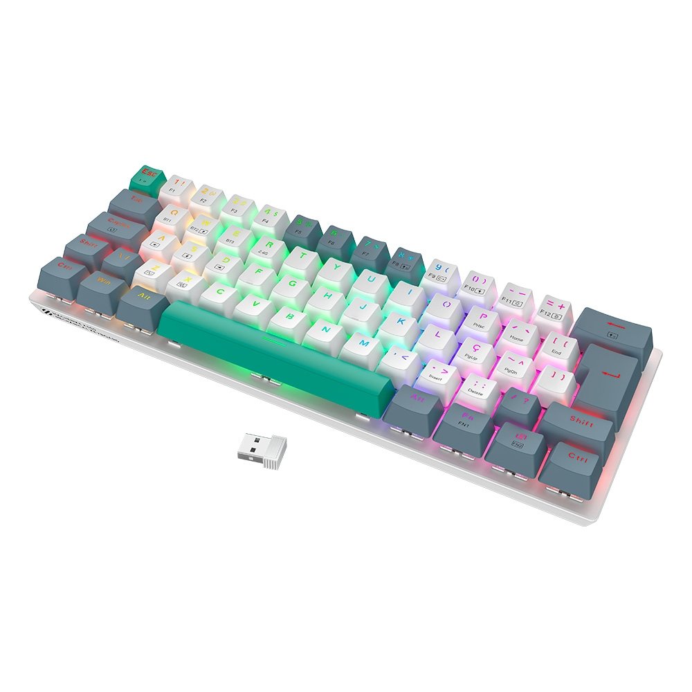 Teclado Mecânico Gamer Machenike K500-B61, Switch Huano Brown, ABNT, Branco - K500-B61BBR - view 9