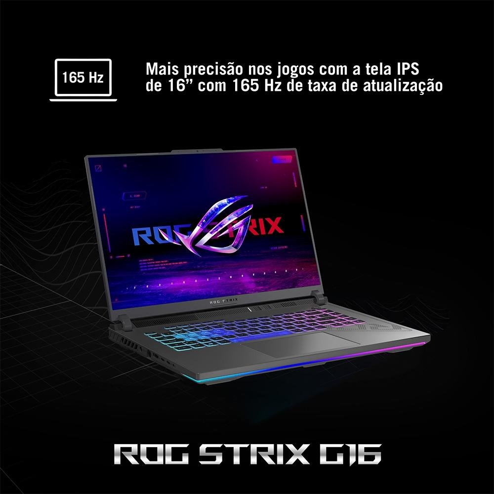 Notebook Gamer ASUS Rog Strix G16 Intel Core I7, 8gb Ram, GeForce Rtx 4050, Ssd 512gb, 16 Fhd, 165hz, Keepos, Eclipse Gray - G614ju-N3367 - view 6