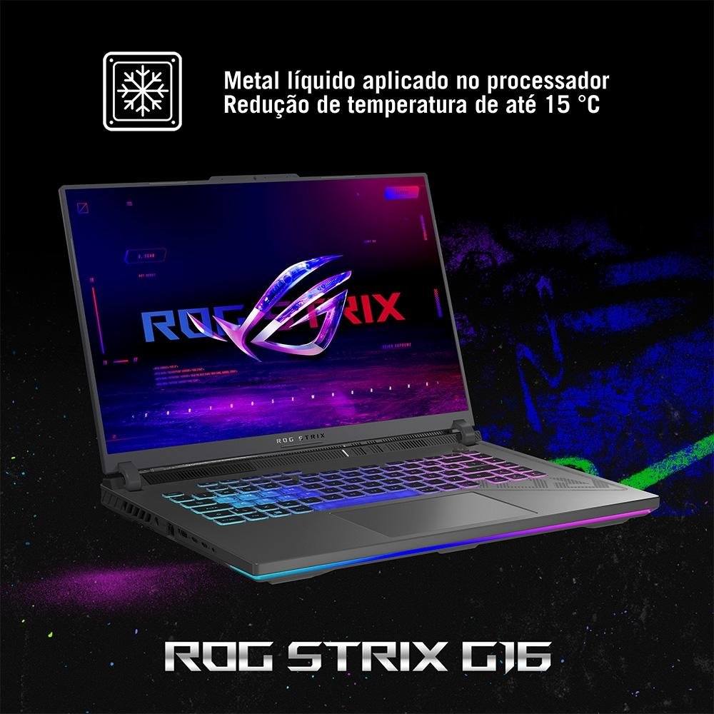 Notebook Gamer ASUS Rog Strix G16 Intel Core I7, 8gb Ram, GeForce Rtx 4050, Ssd 512gb, 16 Fhd, 165hz, Keepos, Eclipse Gray - G614ju-N3367 - view 7