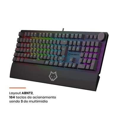 Teclado Mecânico Gamer Husky Anchorage Full Size, RGB, Switch Gateron EF Brown, ABNT2, Preto - HTG200PTMA