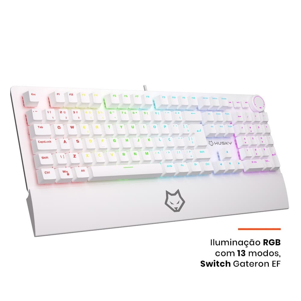 Teclado Mecânico Gamer Husky Anchorage Full Size, RGB, Switch Gateron EF Brown, ABNT2, Branco - HTG200BRMA - view 2
