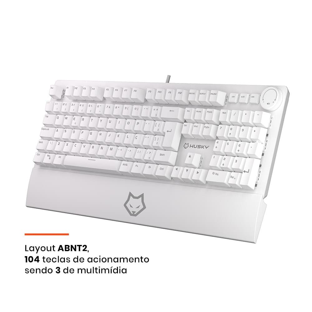 Teclado Mecânico Gamer Husky Anchorage Full Size, RGB, Switch Gateron EF Brown, ABNT2, Branco - HTG200BRMA - view 3