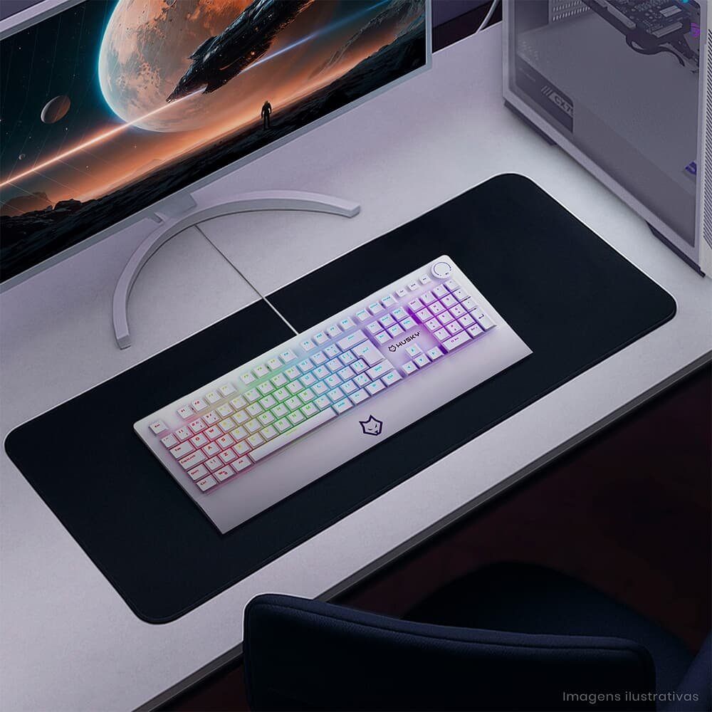 Teclado Mecânico Gamer Husky Anchorage Full Size, RGB, Switch Gateron EF Brown, ABNT2, Branco - HTG200BRMA - view 4