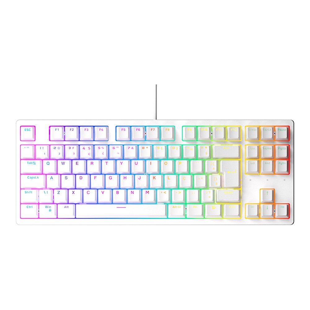 Teclado Mecânico Gamer Balão.info Sled, TKL, Branco, ABNT2, RGB, Switch Gateron G Pro Red - HTG500BRVR