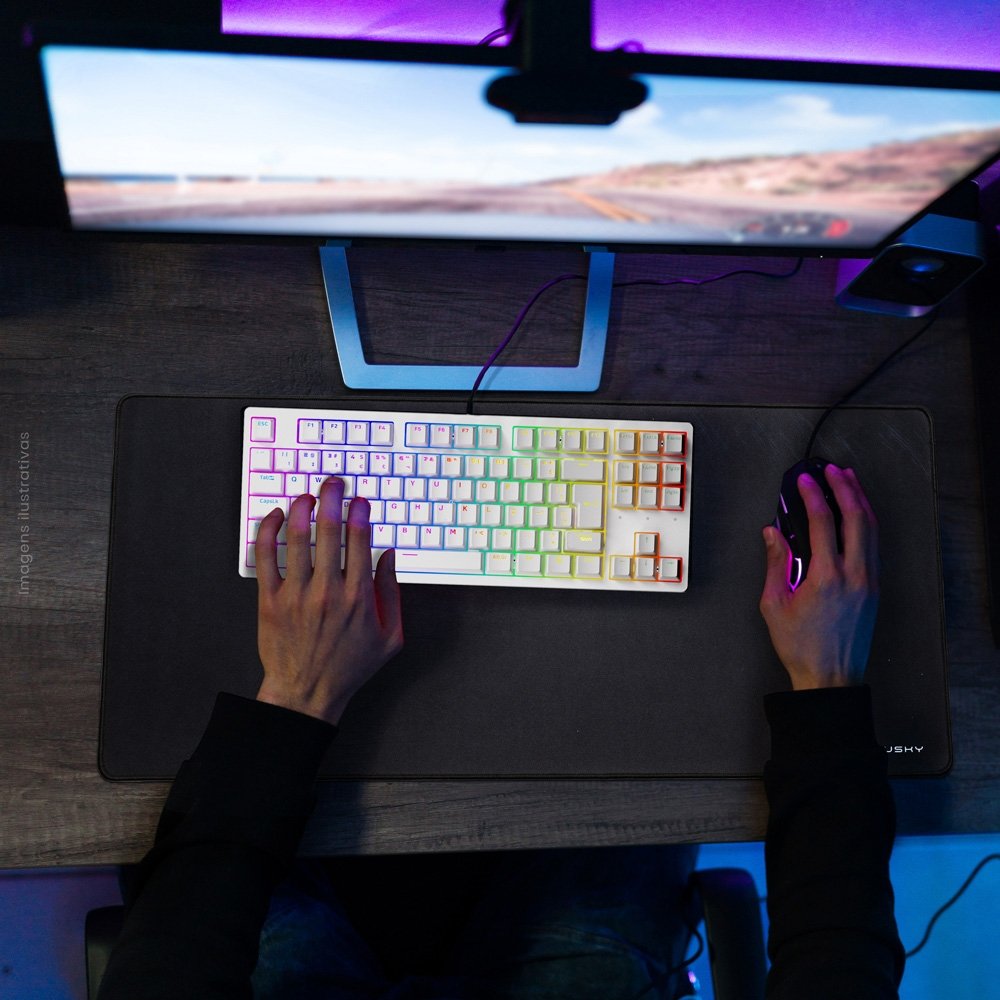 Imagem 4 de 8 do produto Teclado Mecânico Gamer Husky Sled, TKL, Branco, ABNT2, RGB, Switch Gateron G Pro Brown - HTG500BRMA