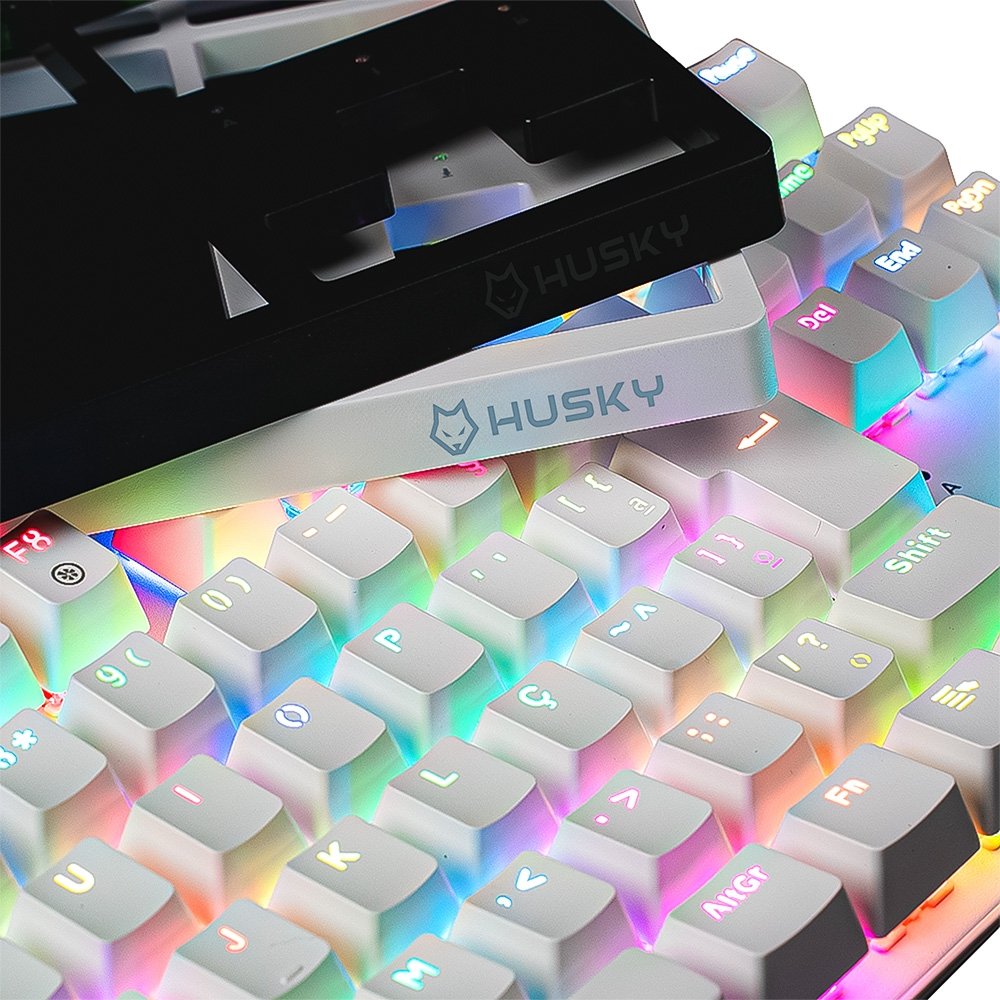 Imagem 5 de 8 do produto Teclado Mecânico Gamer Husky Sled, TKL, Branco, ABNT2, RGB, Switch Gateron G Pro Brown - HTG500BRMA