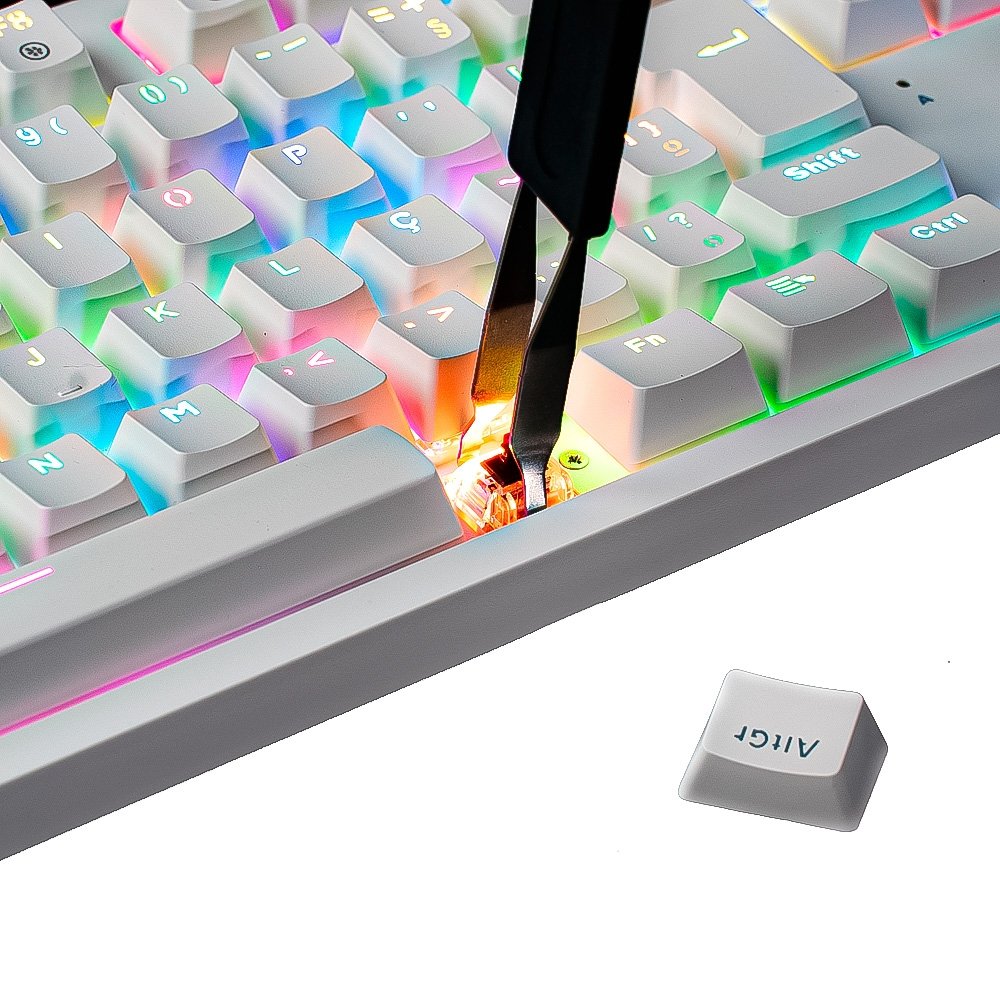 Imagem 7 de 8 do produto Teclado Mecânico Gamer Husky Sled, TKL, Branco, ABNT2, RGB, Switch Gateron G Pro Brown - HTG500BRMA