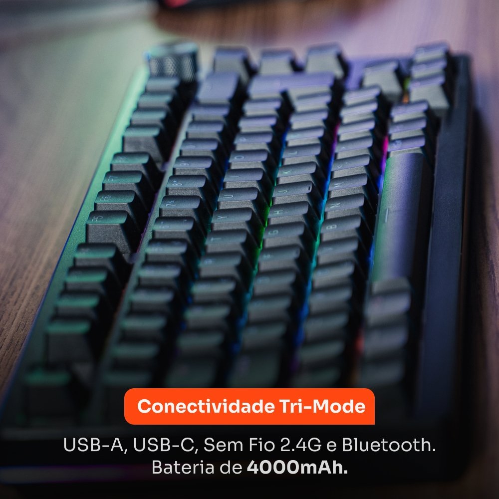 Teclado Sem Fio Mecânico Gamer ( Balão.info) Nomadic, RGB, Switch ( Balão.info) G Pro Brown, Bluetooth, ( Balão.info), Preto - ( Balão.info - foto 3