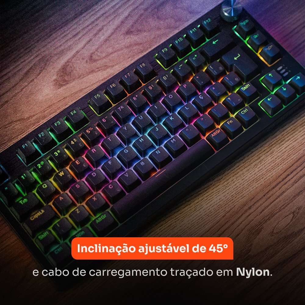 Teclado Sem Fio Mecânico Gamer ( Balão.info) Nomadic, RGB, Switch ( Balão.info) G Pro Brown, Bluetooth, ( Balão.info), Preto - ( Balão.info - foto 5