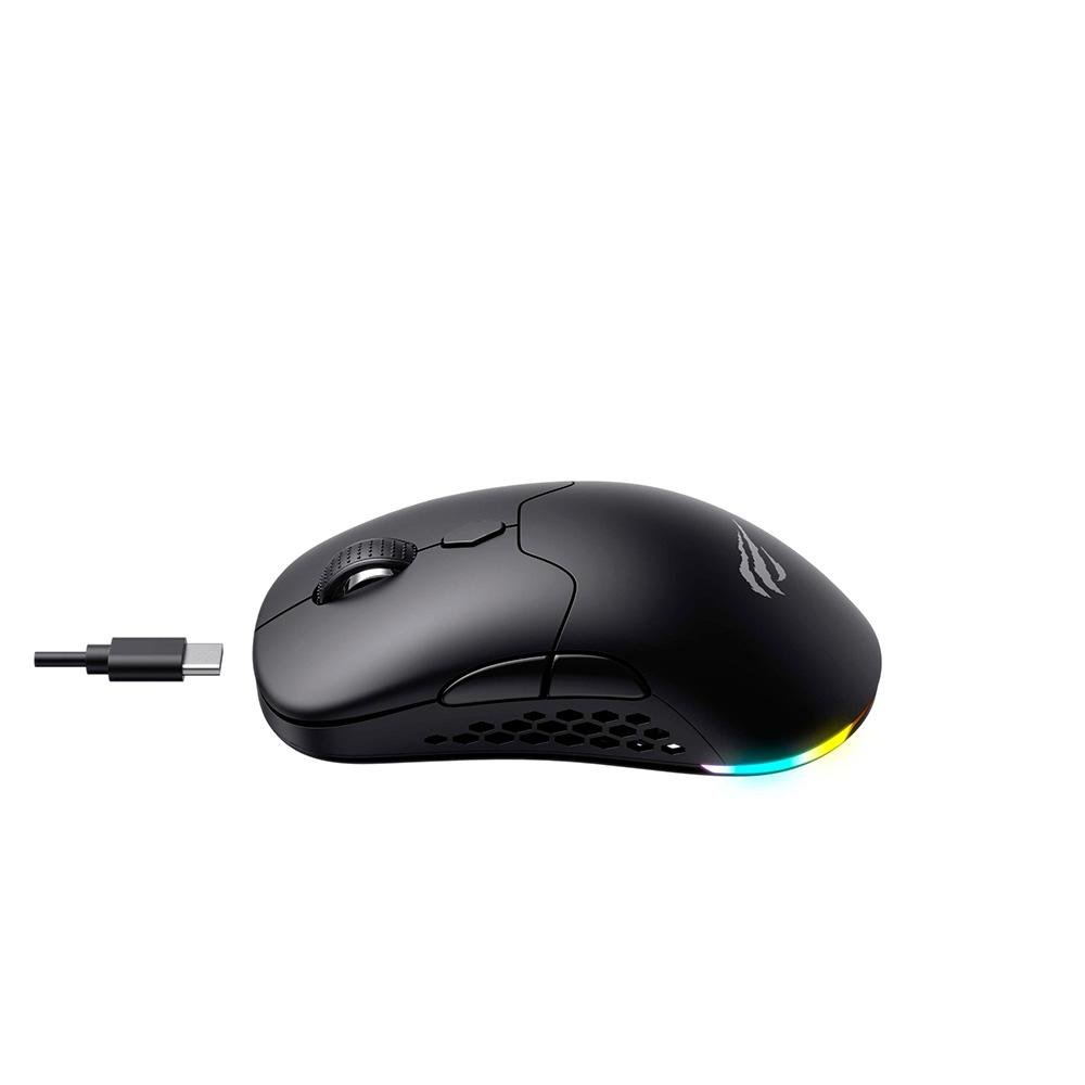 Mouse Gamer Sem Fio Havit MS963WB, RGB, 8000 DPI, 7 Botões, Bluetooth e 2.4G, Preto Mouse Gamer Sem Fio Havit MS963WB, RGB, 8000 DPI, 7 Botões, Bluetooth e 2.4G, Preto