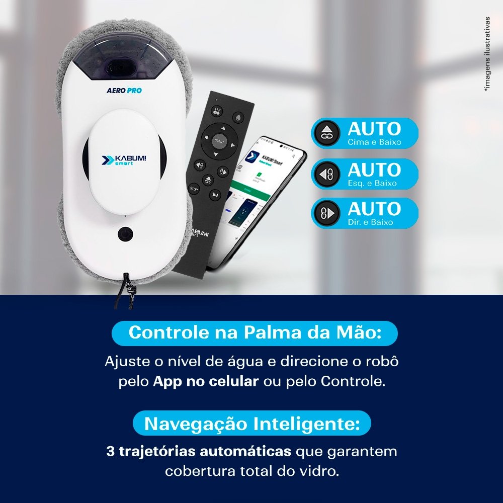Robô Limpa Vidro Balão.info! smart Aero Pro, 3 Modos de Limpeza, App, Controle Remoto, Spray Automático, Bivolt, Branco - ( Balão.info - foto 4