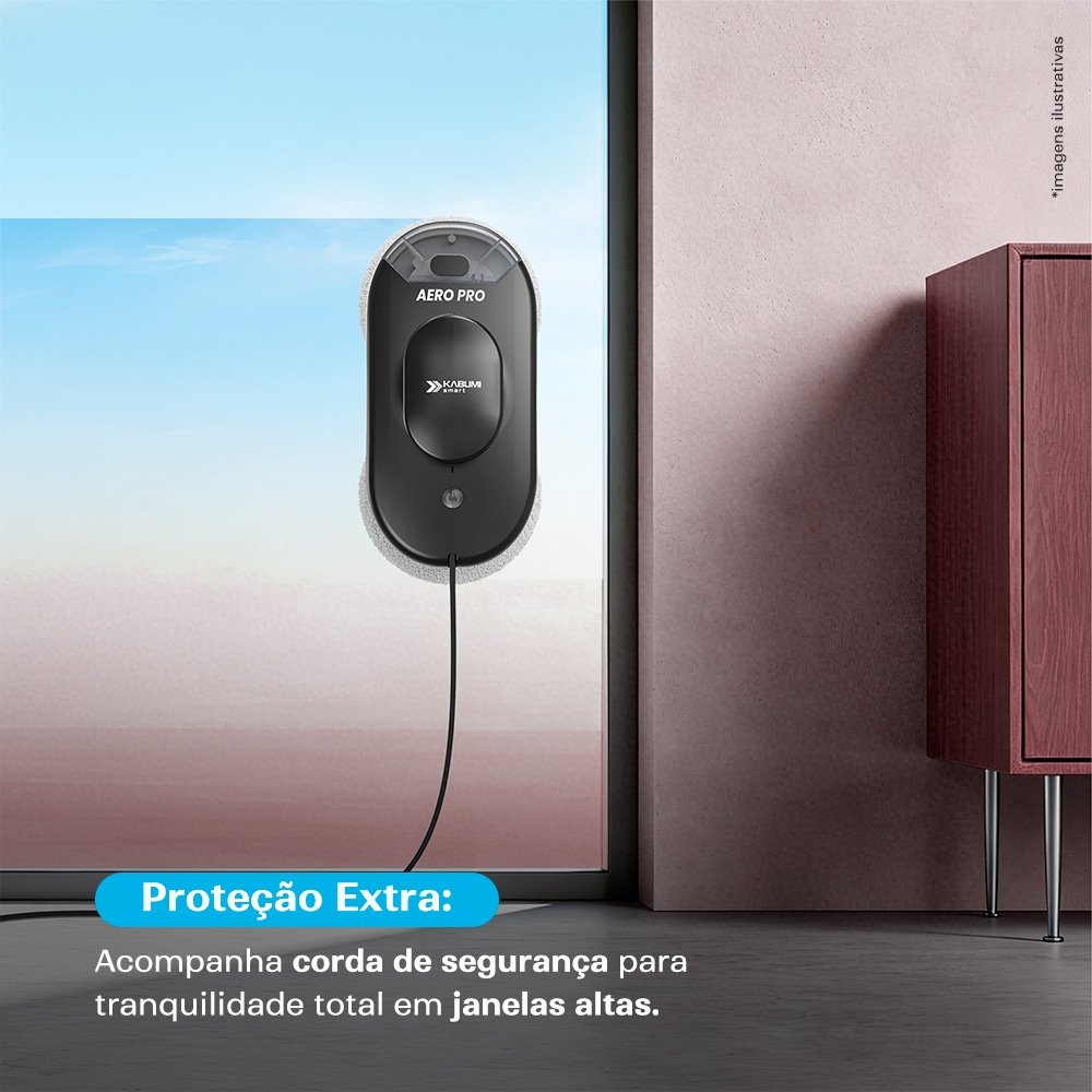Robô Limpa Vidro Balão.info Smart Aero Pro, 3 Modos de Limpeza, App, Controle Remoto, Spray Automático, Bivolt, Preto - KSLV010PT - view 3