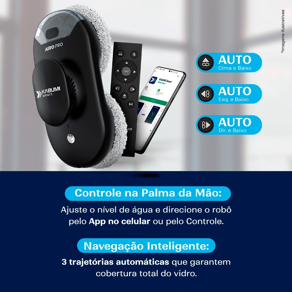 Robô Limpa Vidro Balão.info Smart Aero Pro, 3 Modos de Limpeza, App, Controle Remoto, Spray Automático, Bivolt, Preto - KSLV010PT - view 6