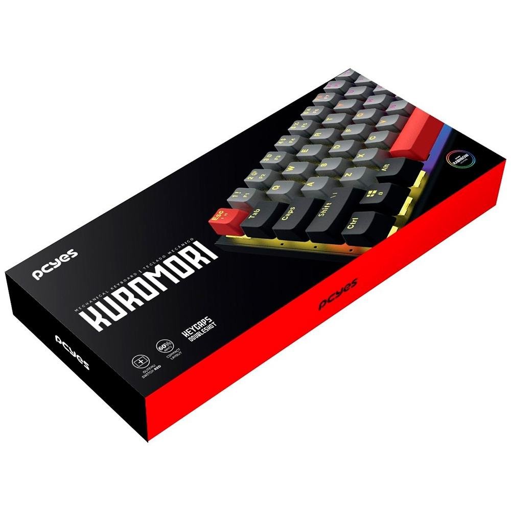 Teclado Mecânico Gamer PCYes Kuromori, Rainbow, Switch Red, Layout 60%, ABNT2, Tricolor - PTKM60RD - view 6
