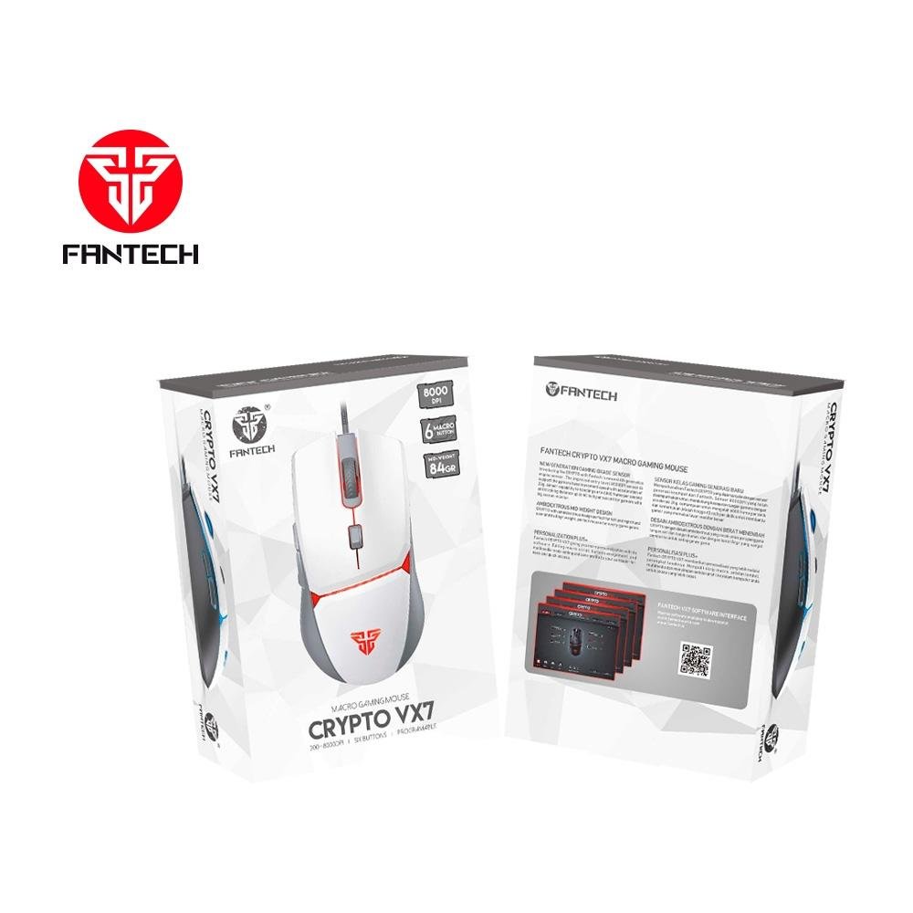 Imagem 5 de 5 do produto Mouse Gamer com Fio Fantech Crypto VX7, 8000 DPI 6 botões, Branco - Crypto VX7 W