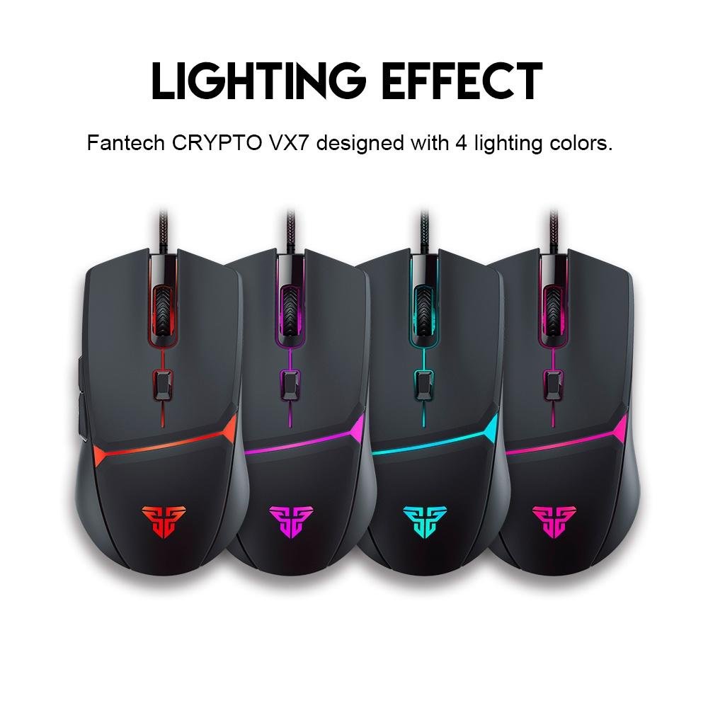 Imagem 10 de 18 do produto Mouse Gamer com Fio Fantech Crypto VX7, 8000 DPI 6 botões, Preto - Crypto VX7 B