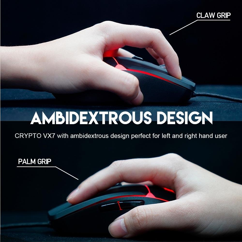 Imagem 11 de 18 do produto Mouse Gamer com Fio Fantech Crypto VX7, 8000 DPI 6 botões, Preto - Crypto VX7 B