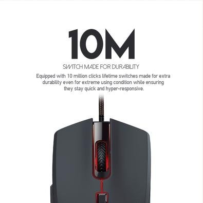 Mouse Gamer com Fio Fantech Crypto VX7, 8000 DPI 6 botões, Preto - Crypto VX7 B