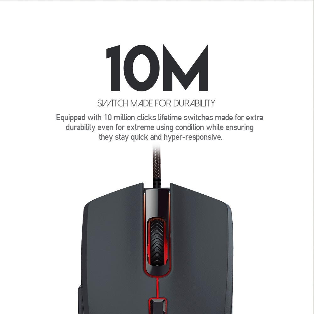 Imagem 8 de 18 do produto Mouse Gamer com Fio Fantech Crypto VX7, 8000 DPI 6 botões, Preto - Crypto VX7 B