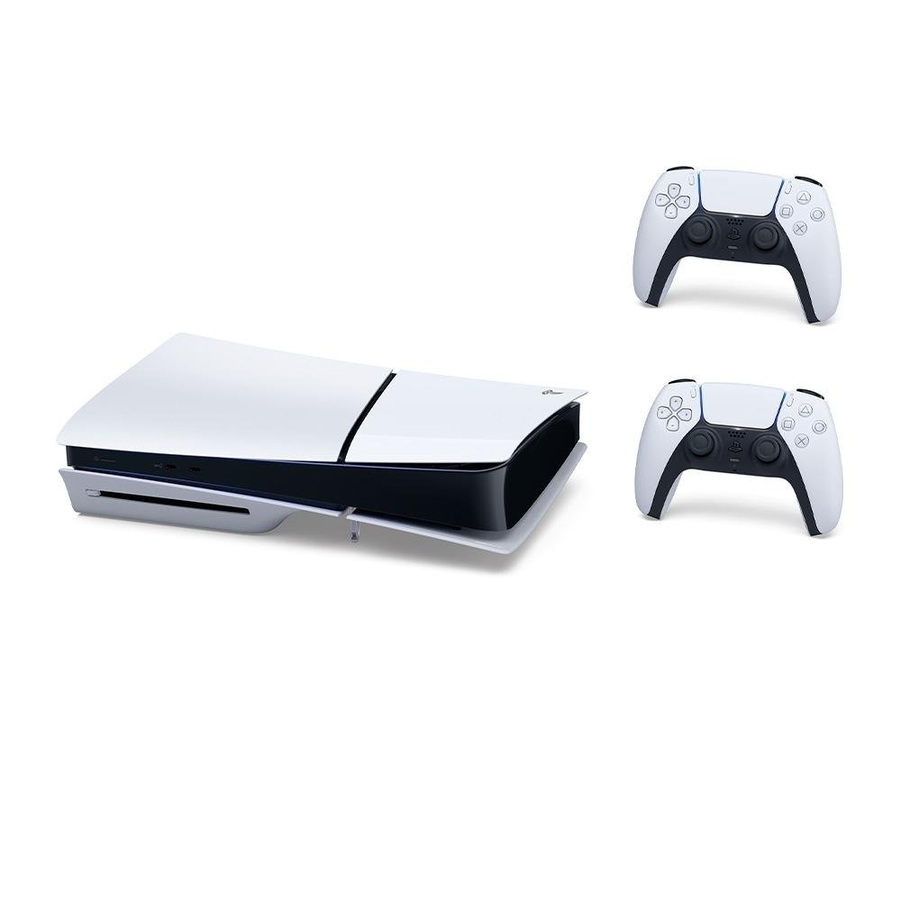 Console Sony PlayStation 5 Slim, Branco com 2 Controles Sony DualSense PS5 Sem Fio, Branco e 2 Jogos Console Sony PlayStation 5 Slim, Branco com 2 Controles Sony DualSense PS5 Sem Fio, Branco e 2 Jogos