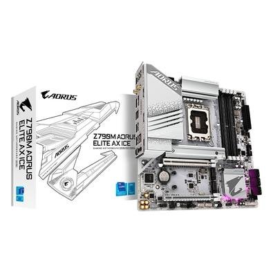 Placa-Mãe Gigabyte Z790M AORUS ELITE AX ICE, Intel, mATX, DDR5, RGB, Wi-Fi, Bluetooth, Branco - Z790M AORUS ELITE AX ICE