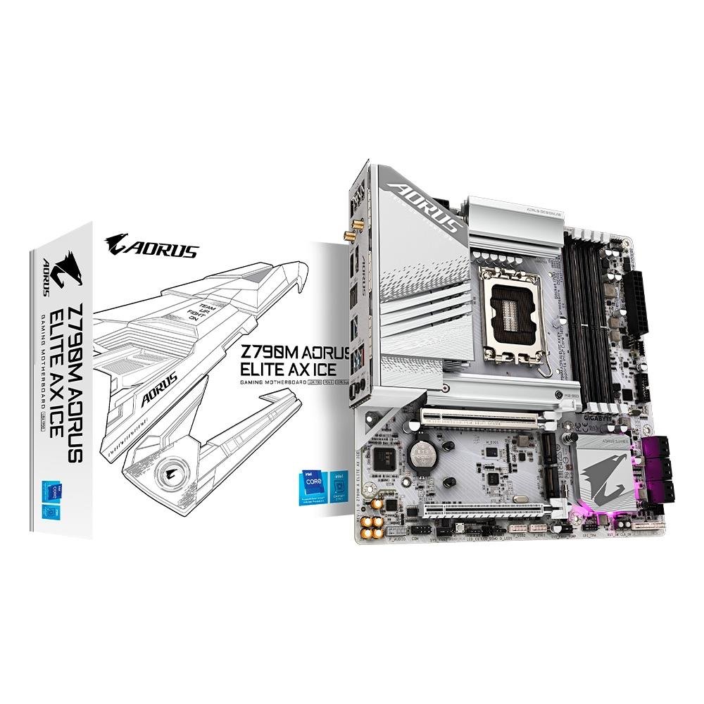 Placa-Mãe Gigabyte Z790M AORUS ELITE AX ICE, Intel, mATX, DDR5, RGB, Wi-Fi, Bluetooth, Branco - Z790M AORUS ELITE AX ICE 4